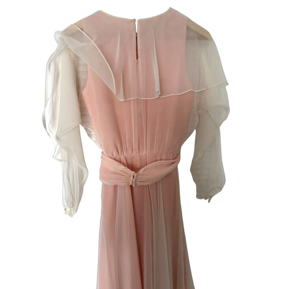 Vintage Ursula Of Switzerland Pink Prairie Dress Flowy Boho Cottagecore Size 6 - Picture 5 of 10